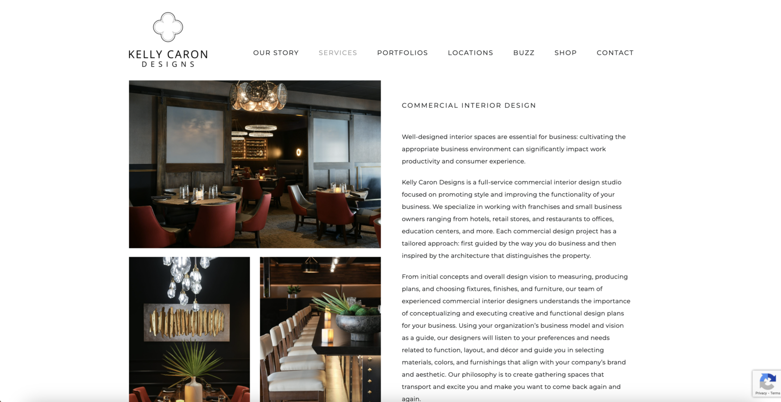 Kelly Caron Designs web - commercial services